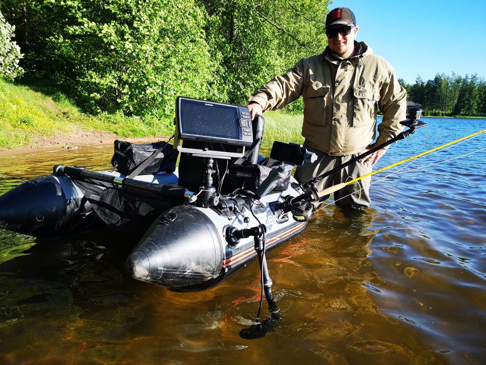 Belly Boat Fishing - Fitting Savage Gear High Rider 170 with fishfinder, fly  fishing gear & cameras