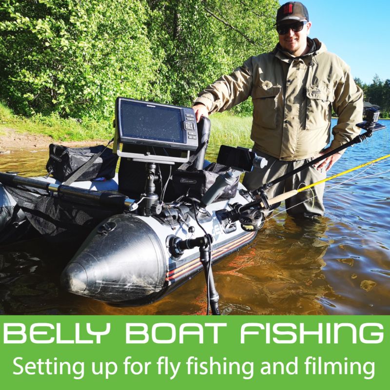 Belly Boat Fishing Fitting Savage Gear High Rider 170 with fishfinder, fly fishing gear
