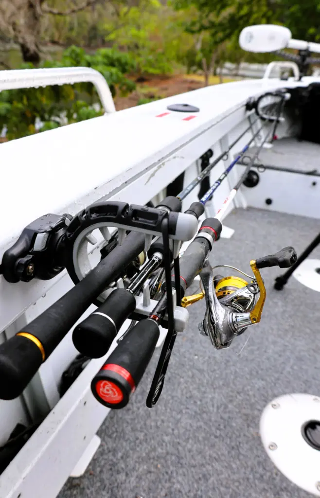 fishing rod holder for boat rail XinKunmarine 2 Pack Holders Mount, Stainless Steel Clamp on for Marine, Pontoon, Jon (Fit 1" to 1"-1/4" Rail) : Sports & Outdoors or when your hands are full RodHold Rod Holder Mounts