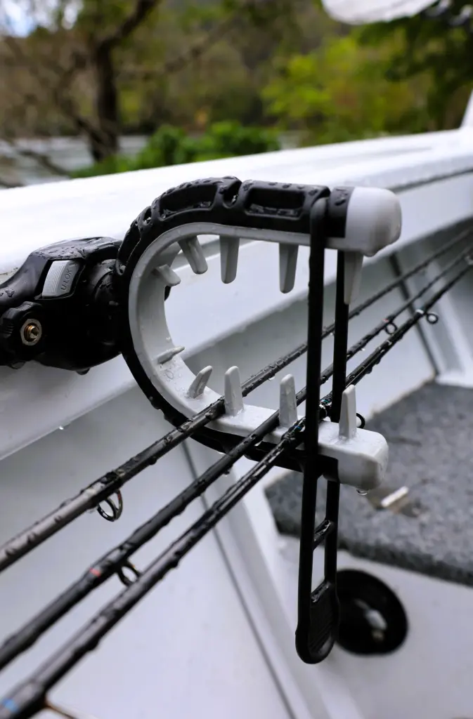 fish on rod holder rail mount SRS 72 Flat Surface these rod holders come in 3 and 4 rod capacities with five color options RAILBLAZA Rod Holder R Pontoon