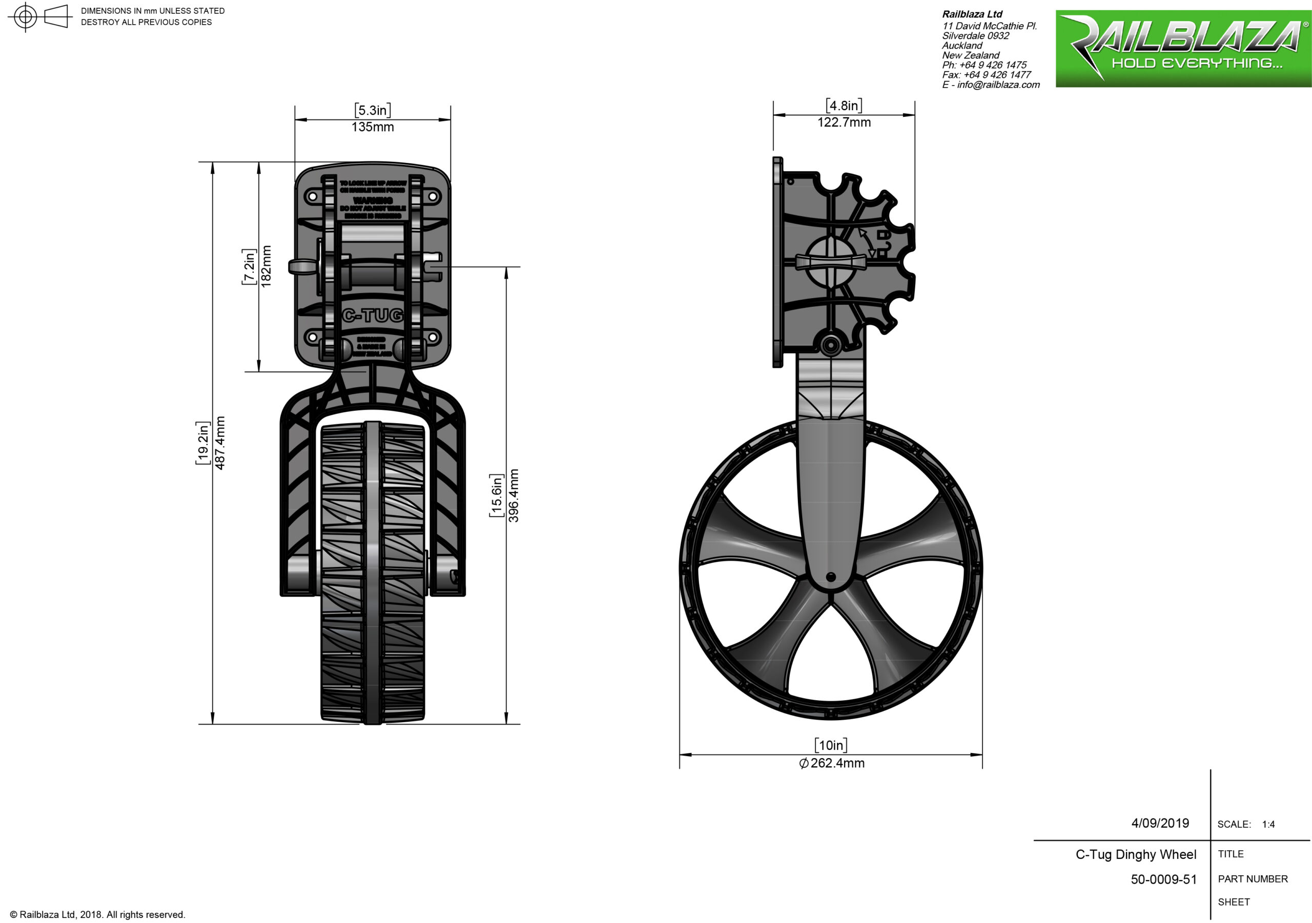 C-Tug Dinghy Wheels | RAILBLAZA