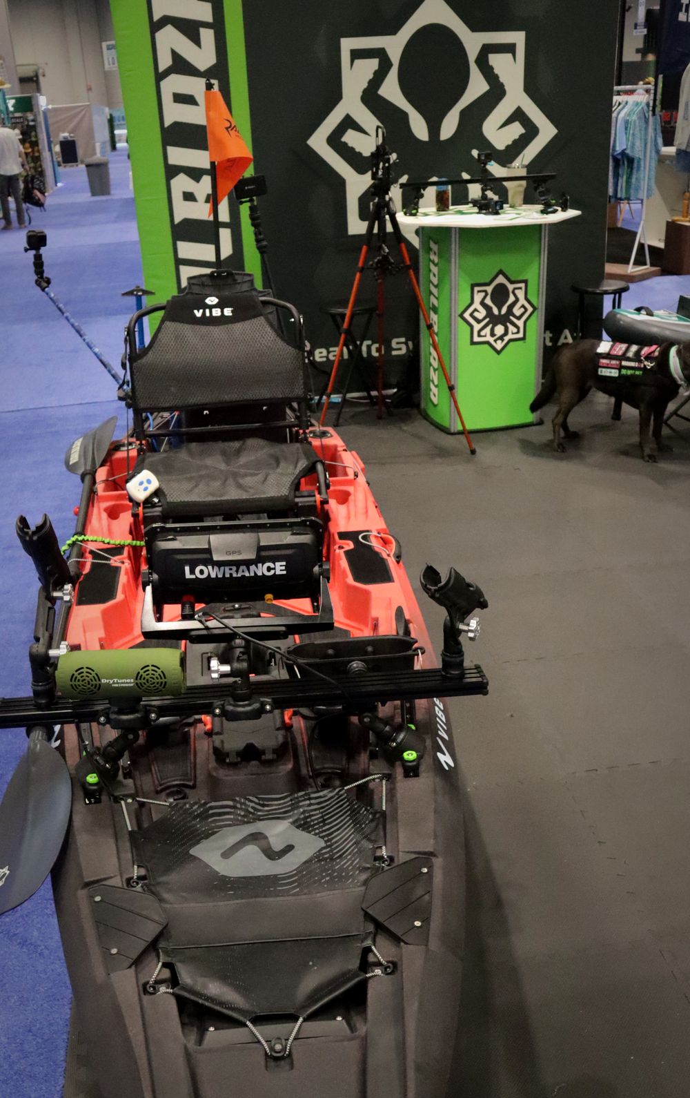 Vibe kayak rigged with RAILBLAZA gear
